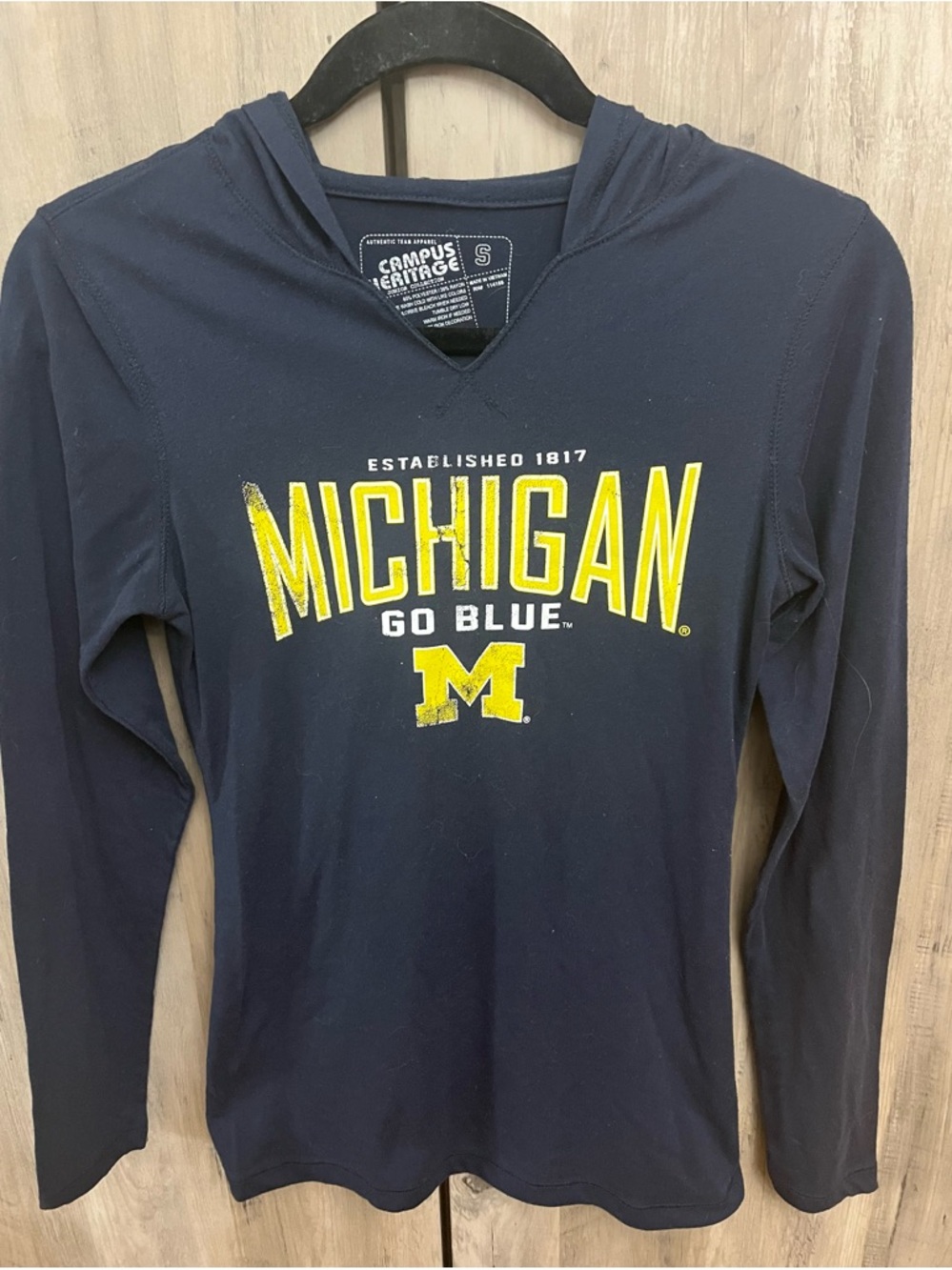 Campus Heritage Navy and Yellow Collegiate Hooded Long Sleeve